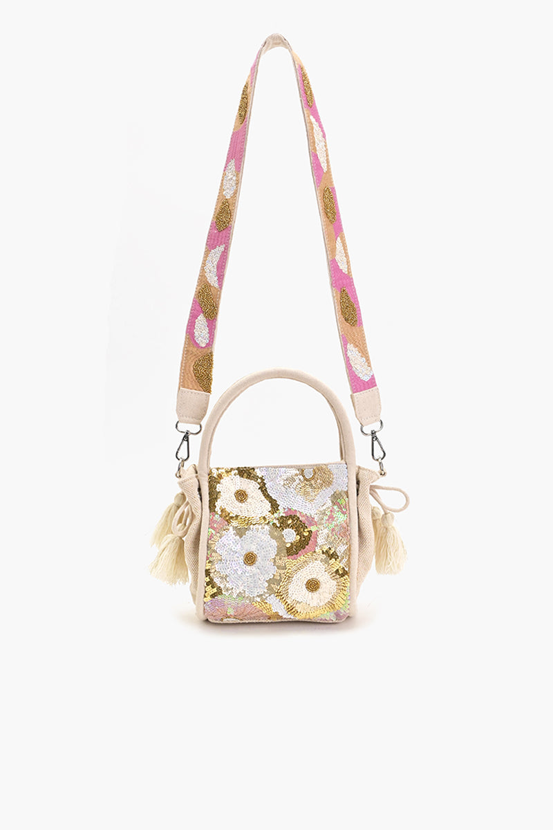 Golden Bloom Boho Mini Tote