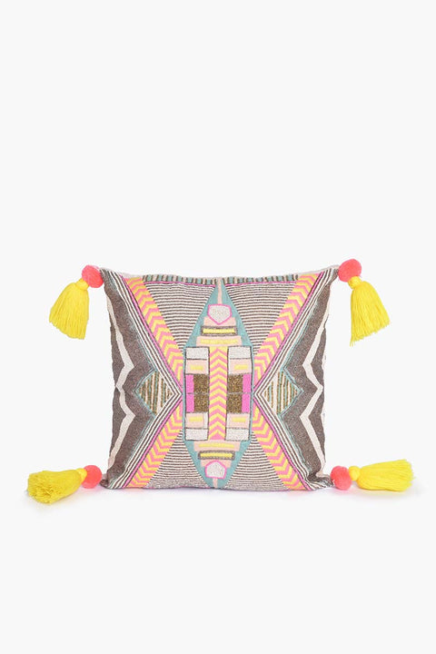 Geometric Embroidered Cushion Cover