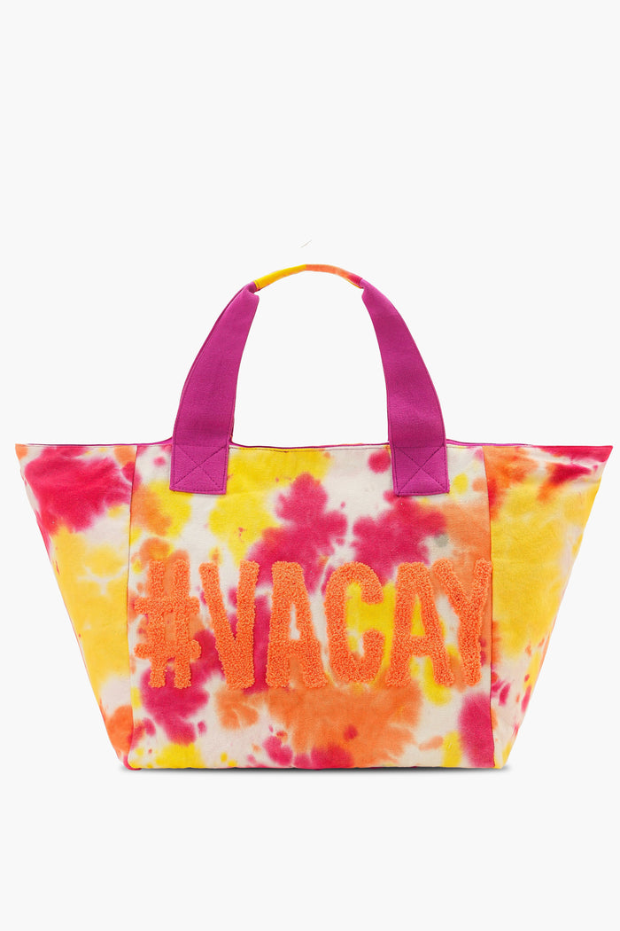 Vacay Embroidered Tie and Dye Tote