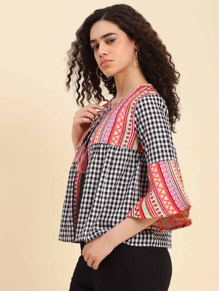 Indo Fusion Gingham Jacket