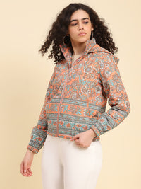 Georgia Peach Floral Bomber Jacket