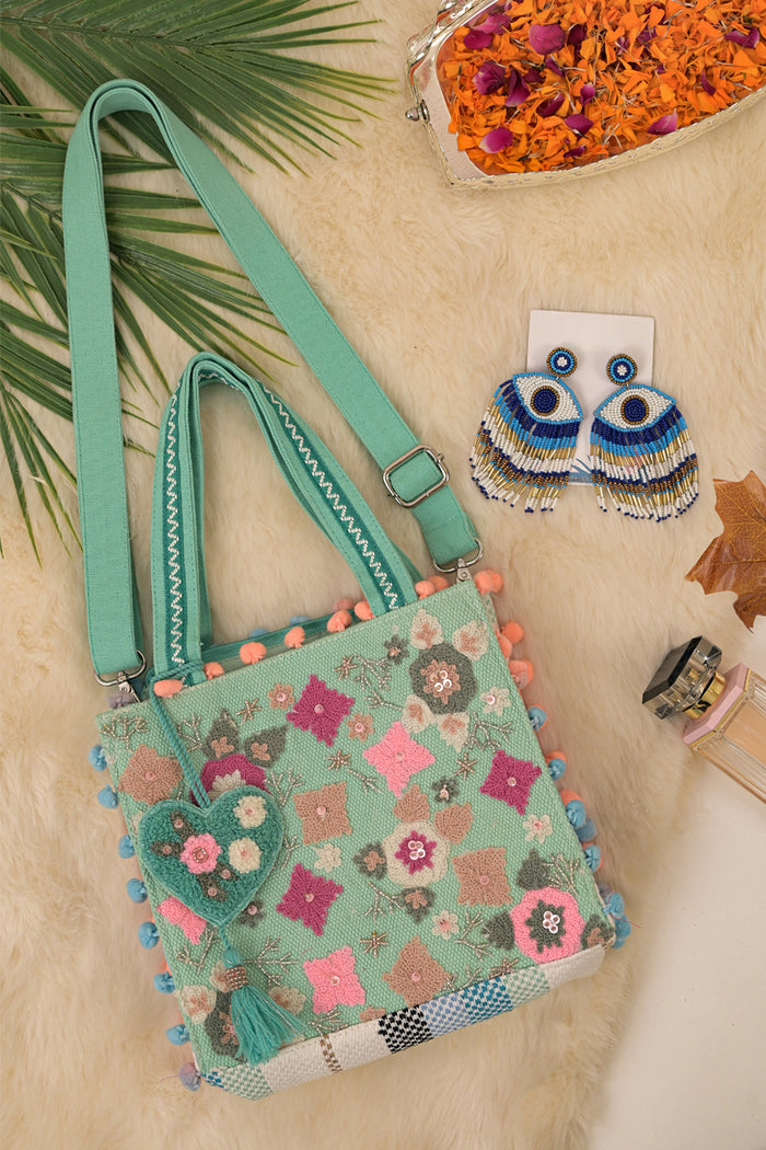 Whimsical Turquoise Mini Tote + Earrings Combo