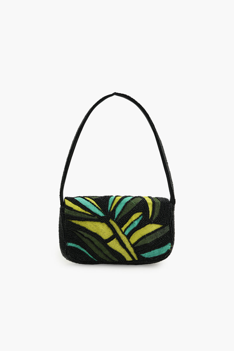 Boho Girl Emerald Wave Beaded Shoulder Bag