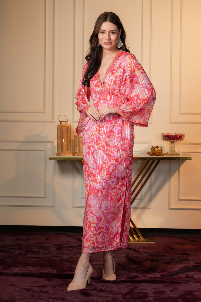 Classic Pink Floral Indo Western Dress.