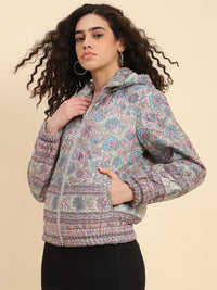 Aruba Blue Floral Bomber Jacket