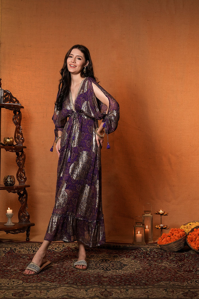 Ruhaniyah Purple Indo Western Women Dress
