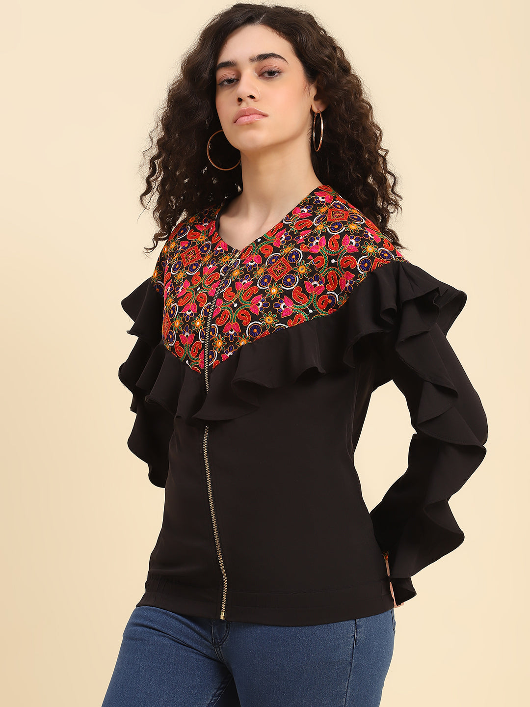 Bohemian Embroidered Jacket-RED