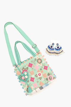 Whimsical Turquoise Mini Tote + Earrings Combo