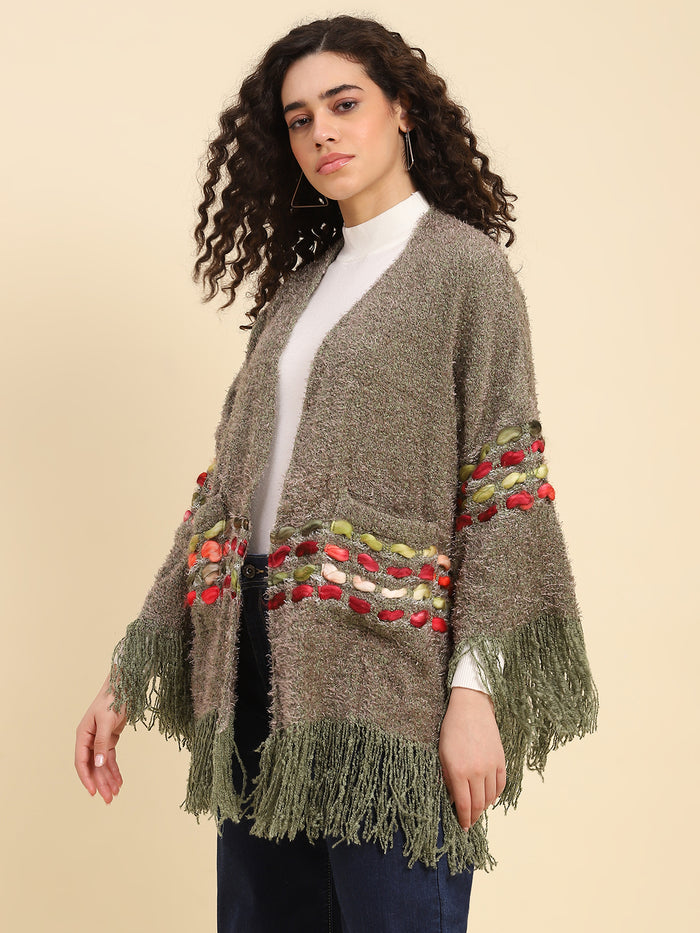 Olive Green Woolen Shrug