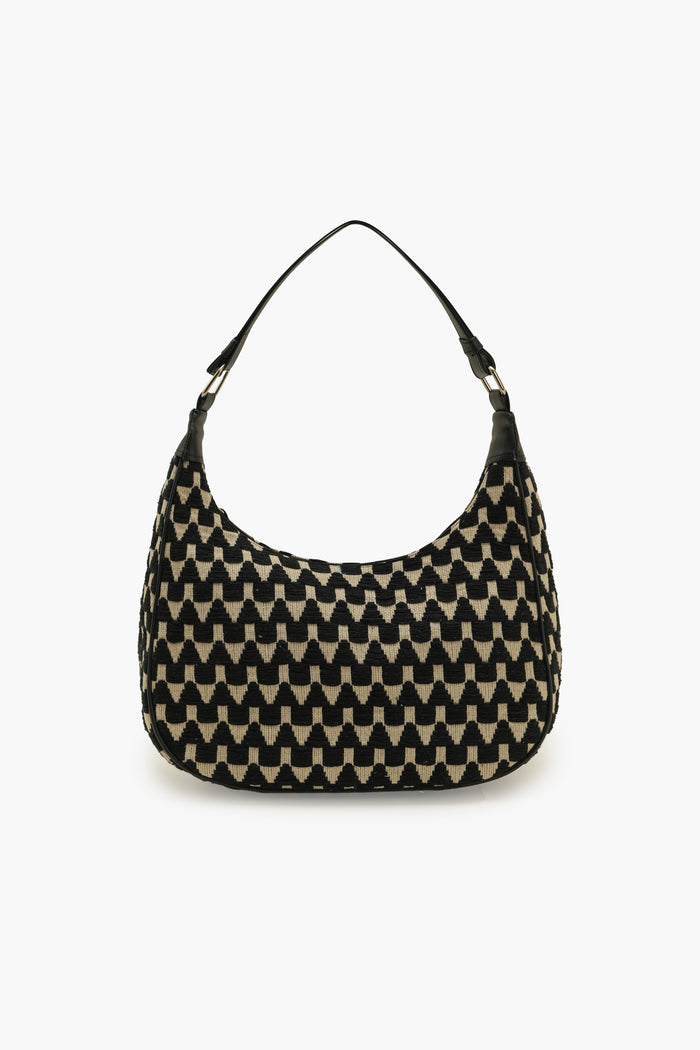 Black Zig-Zag Woven Shoulder Bag
