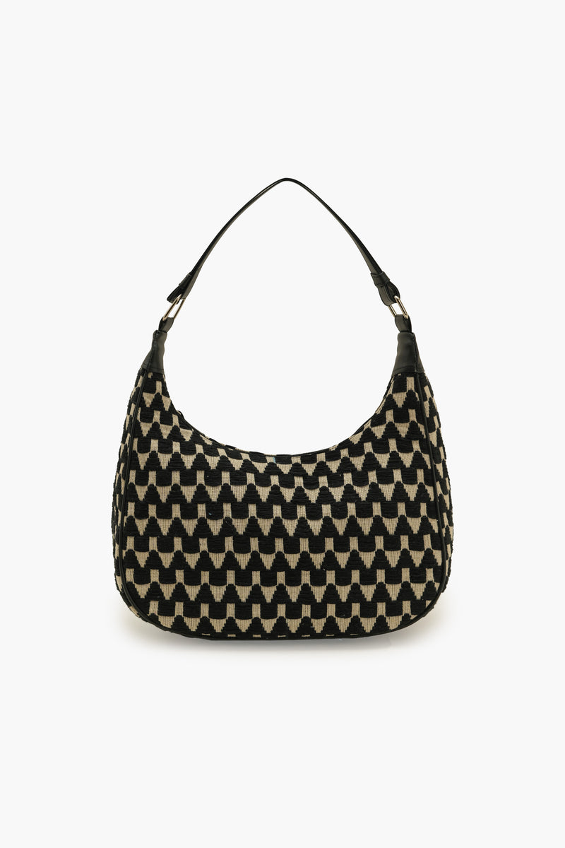 Black Zig-Zag Woven Shoulder Bag