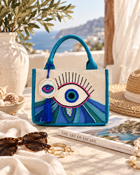 Ocean Eye Beaded Canvas Tote Bag