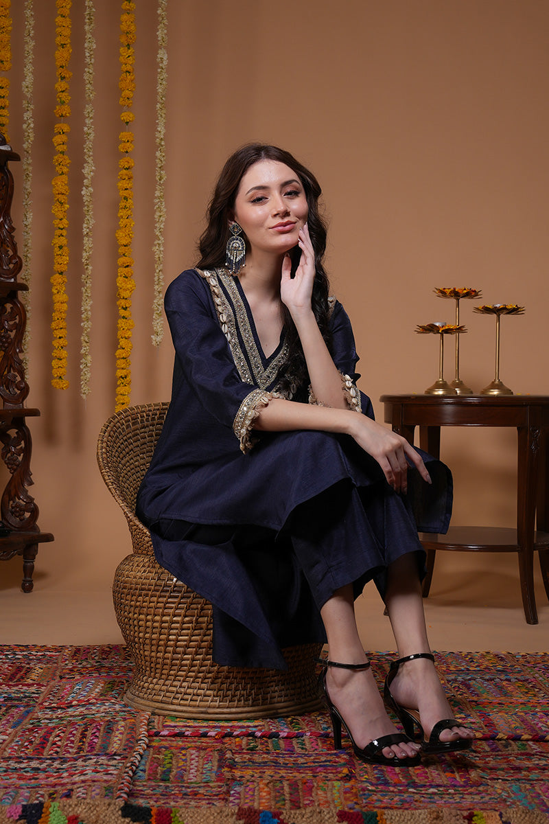 Manorama Blue Mirror Kurta Set