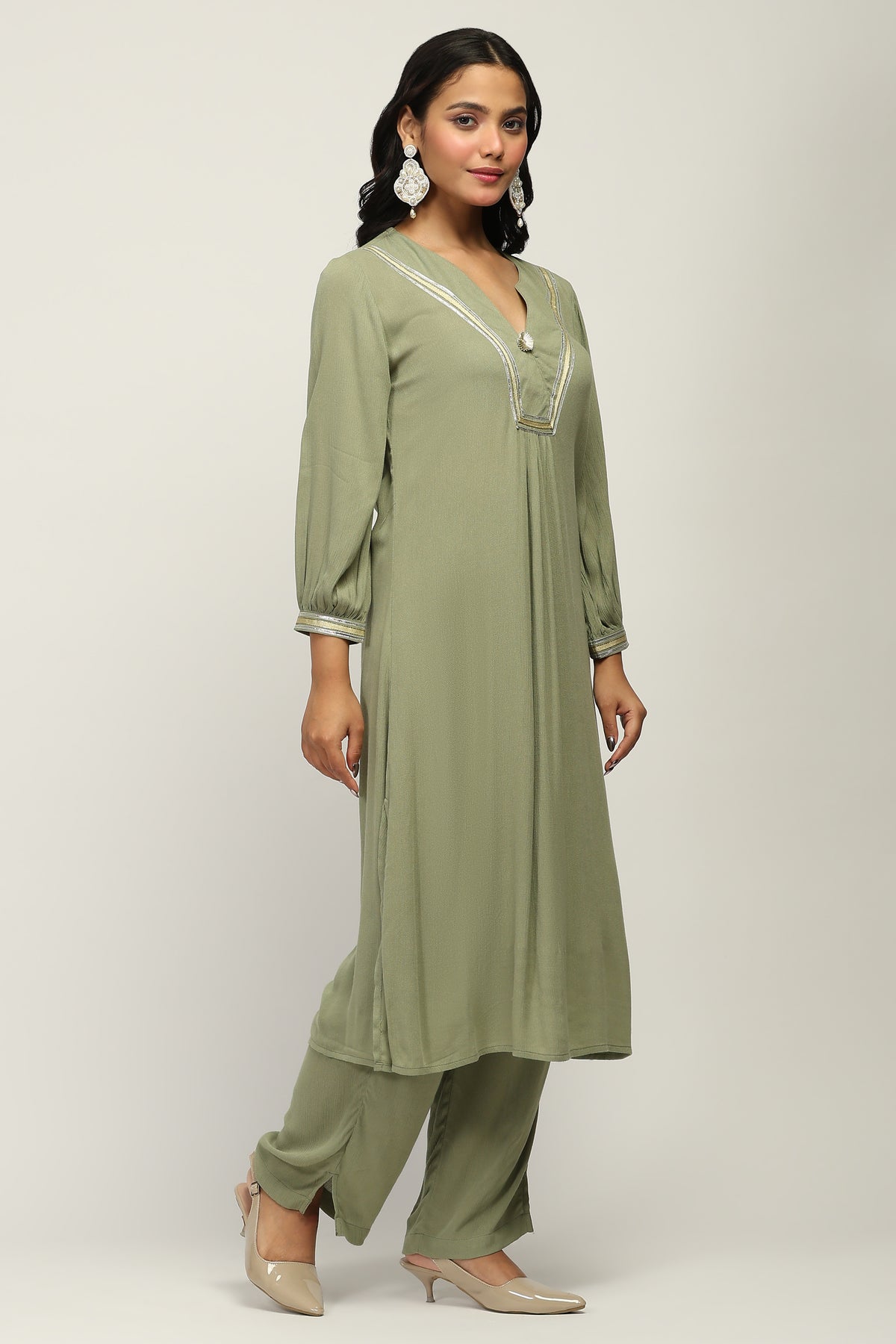 The Crinkle Club Rayon Crepe Kurta Set for Women