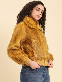 Golden Fox Faux Fur Bomber Jacket