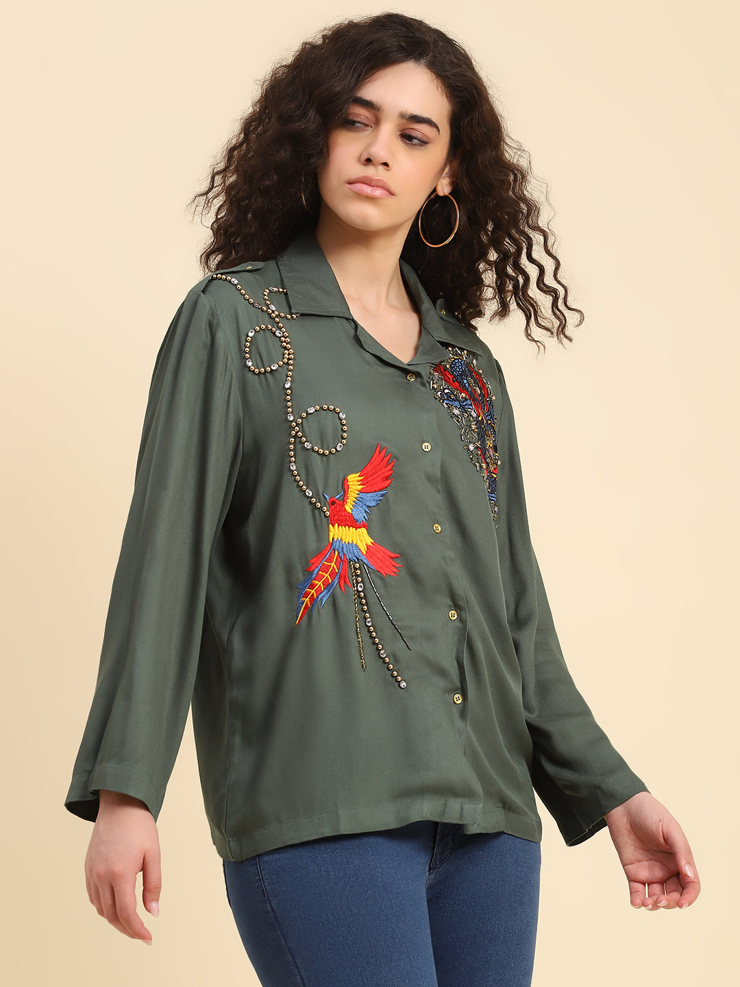 Eden Dragon Embroidered Twill Shirt