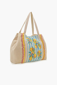 Pink Blossom Hand-Beaded Tote Bag with Pom-Pom Accents