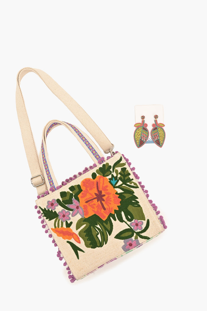 Lavender Blooms Mini Tote + Earrings Combo