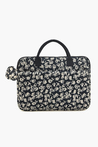 Navy Floral Laptop Tote