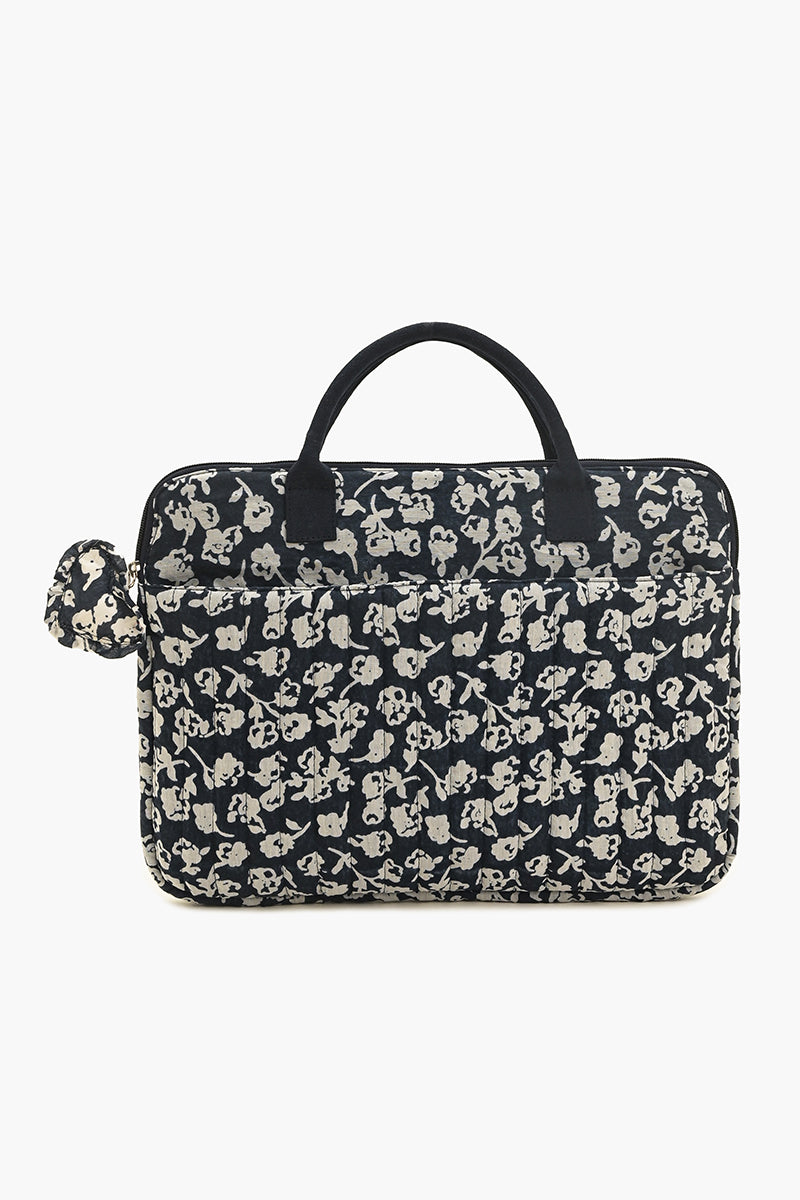 Navy Floral Laptop Tote