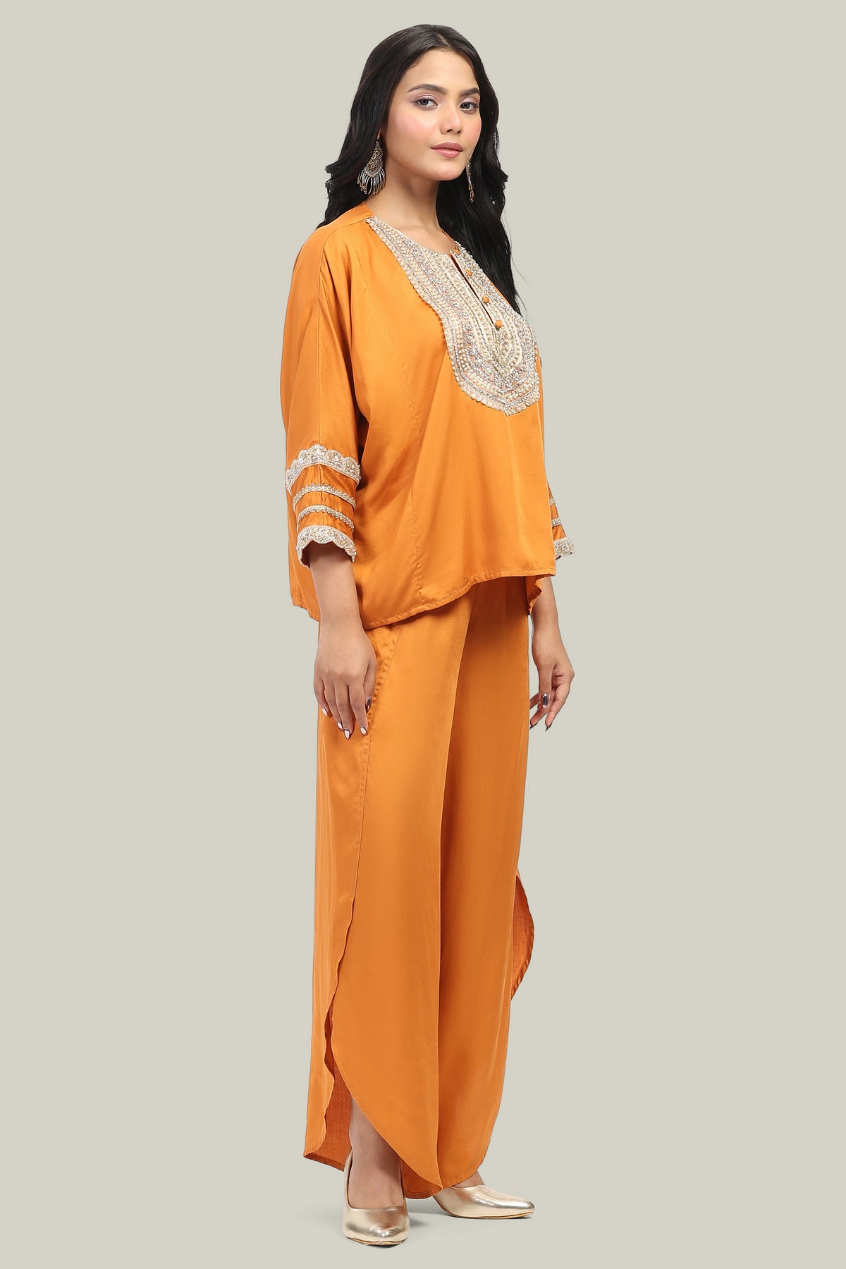 Rust Oversized Kurta & Wrap Pants Co-ord Set