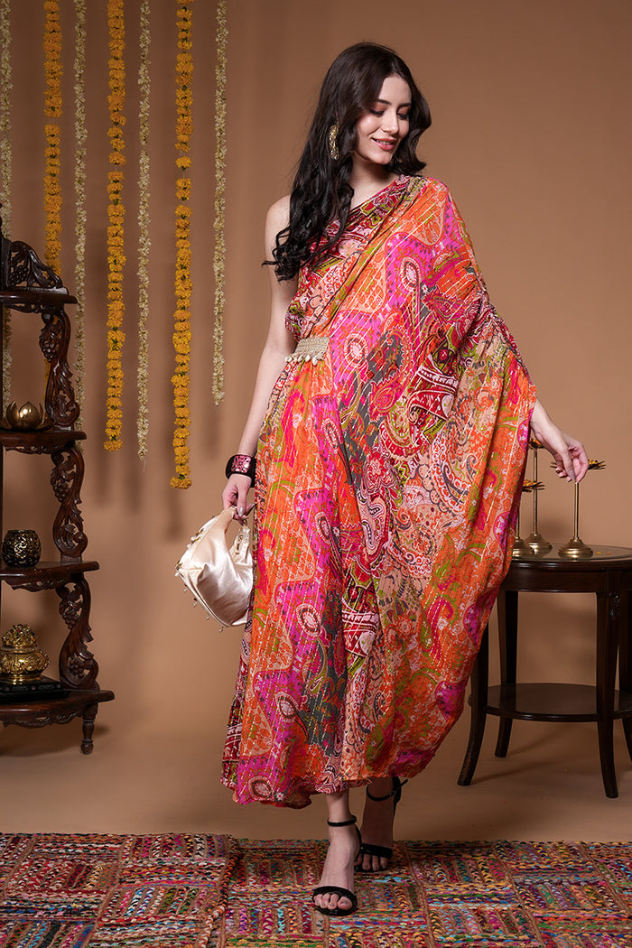Rajsi Rang Boho Indo Western One Shoulder Dress