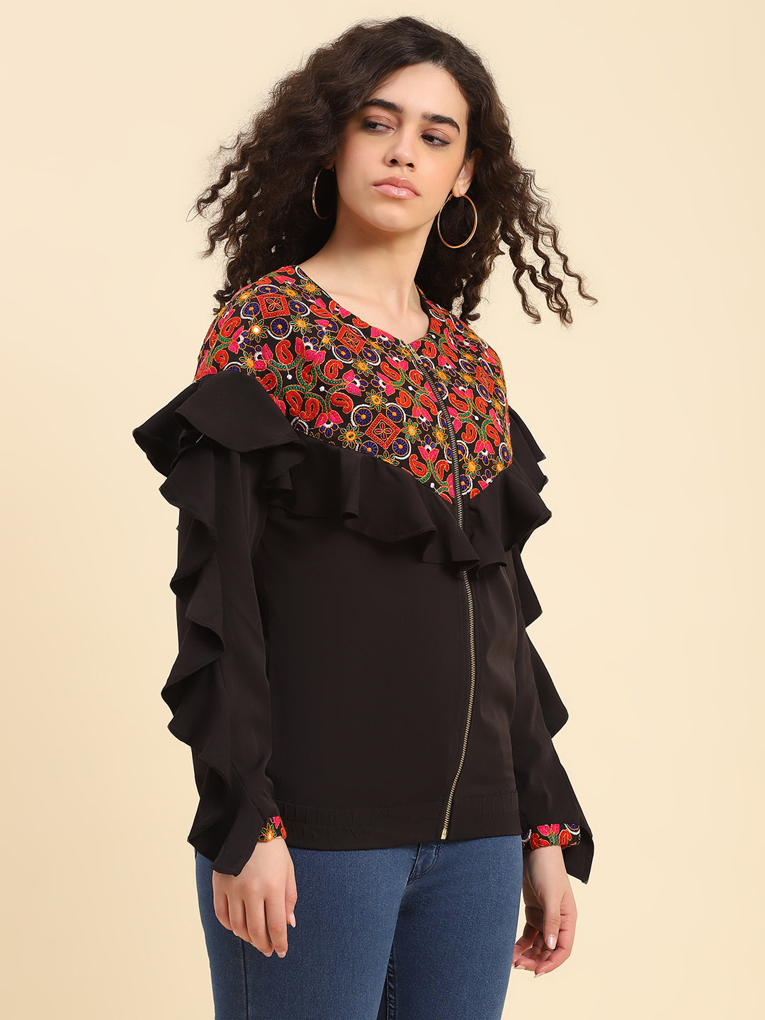 Bohemian Embroidered Jacket-RED