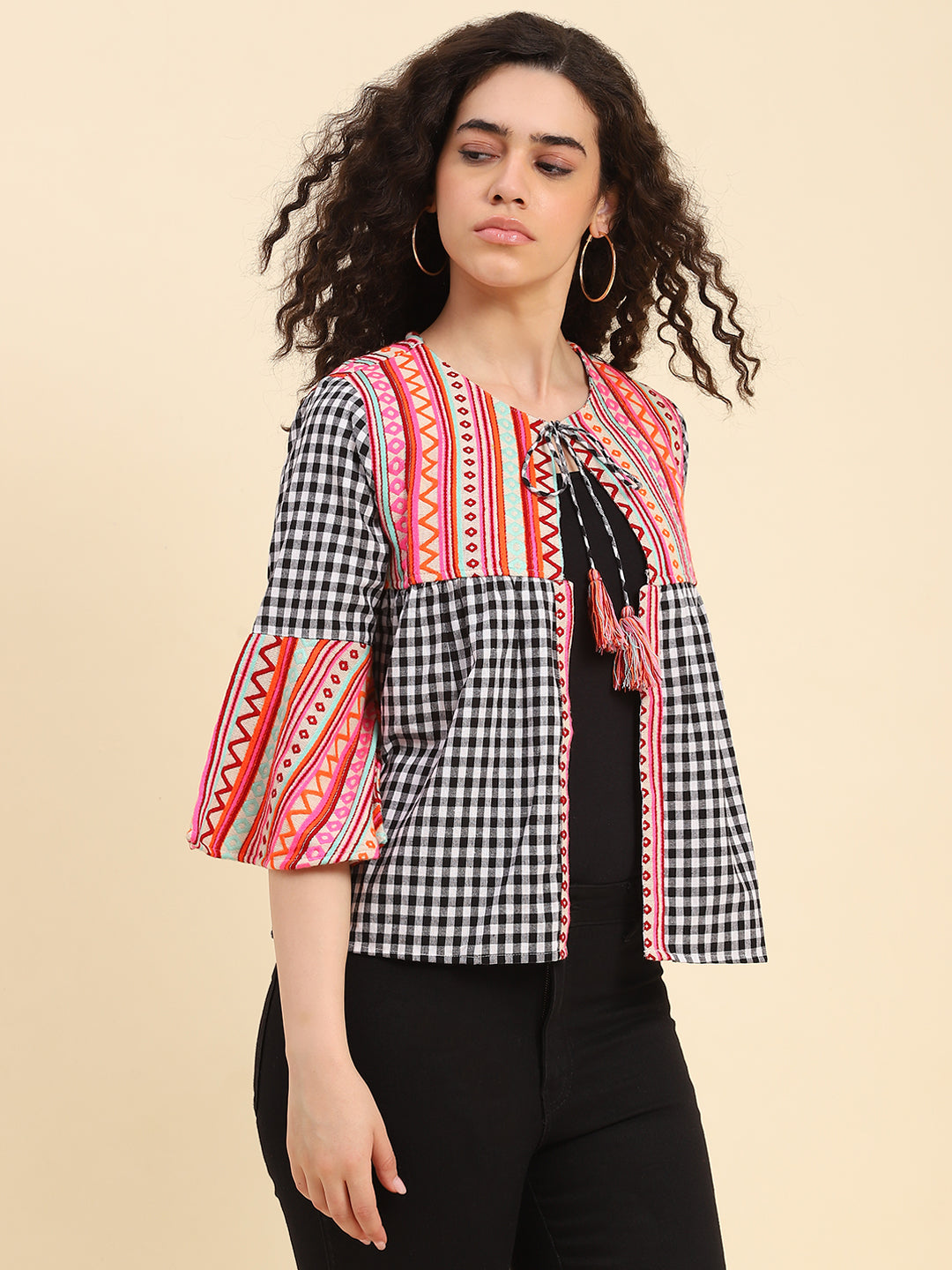 Indo Fusion Gingham Jacket