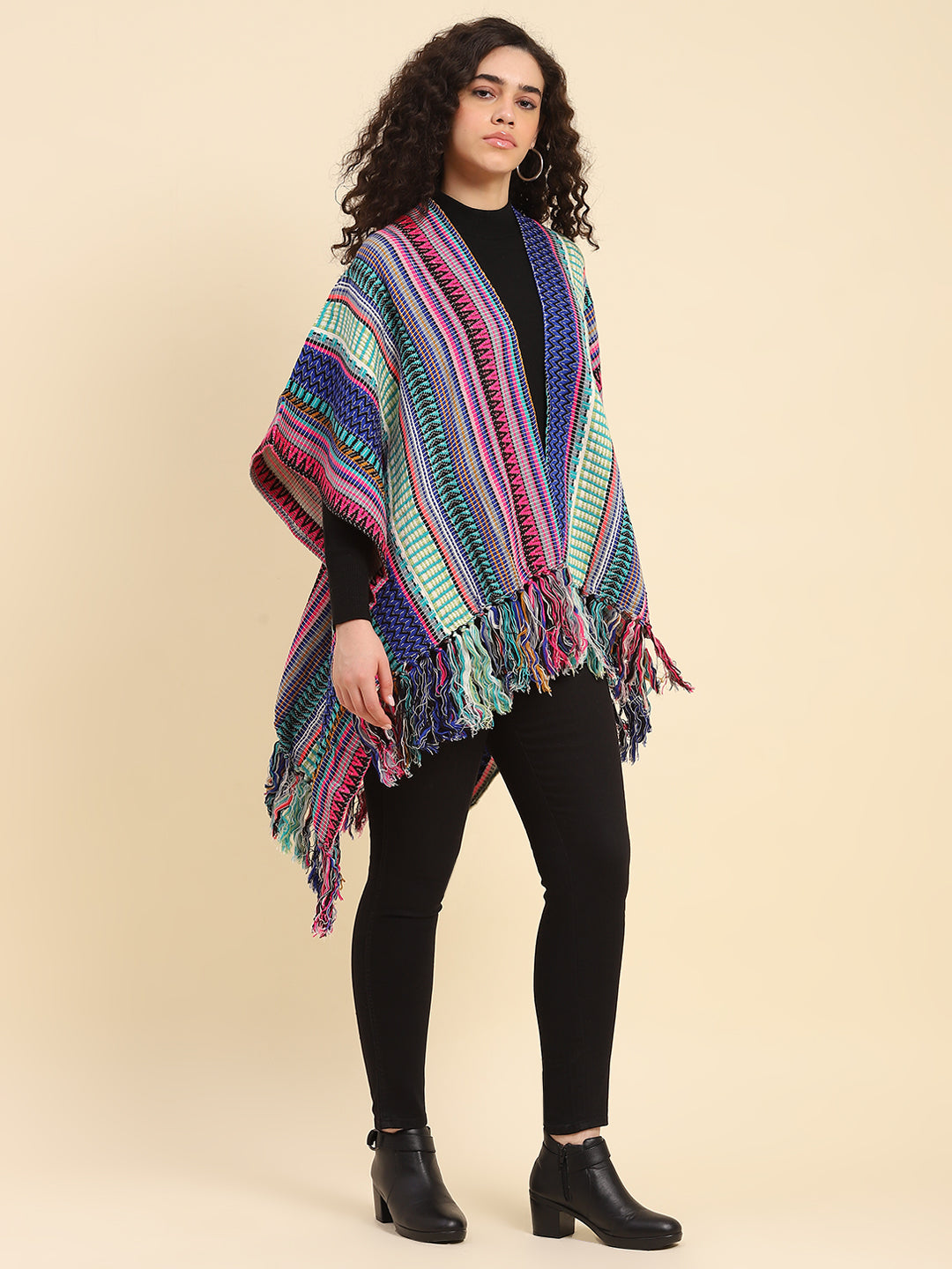 Geometric Fringed Asymmetrical Kaftan
