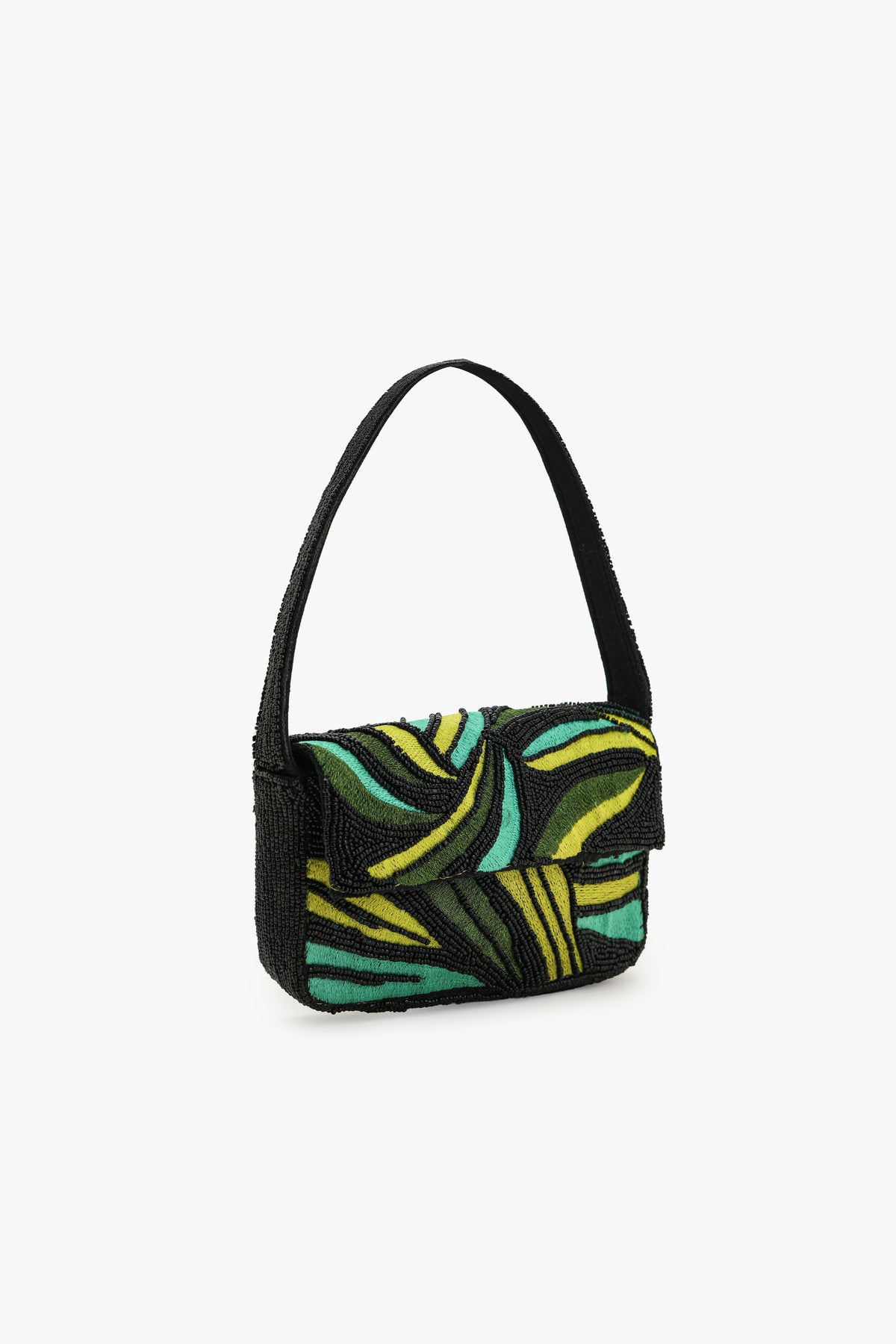 Boho Girl Emerald Wave Beaded Shoulder Bag