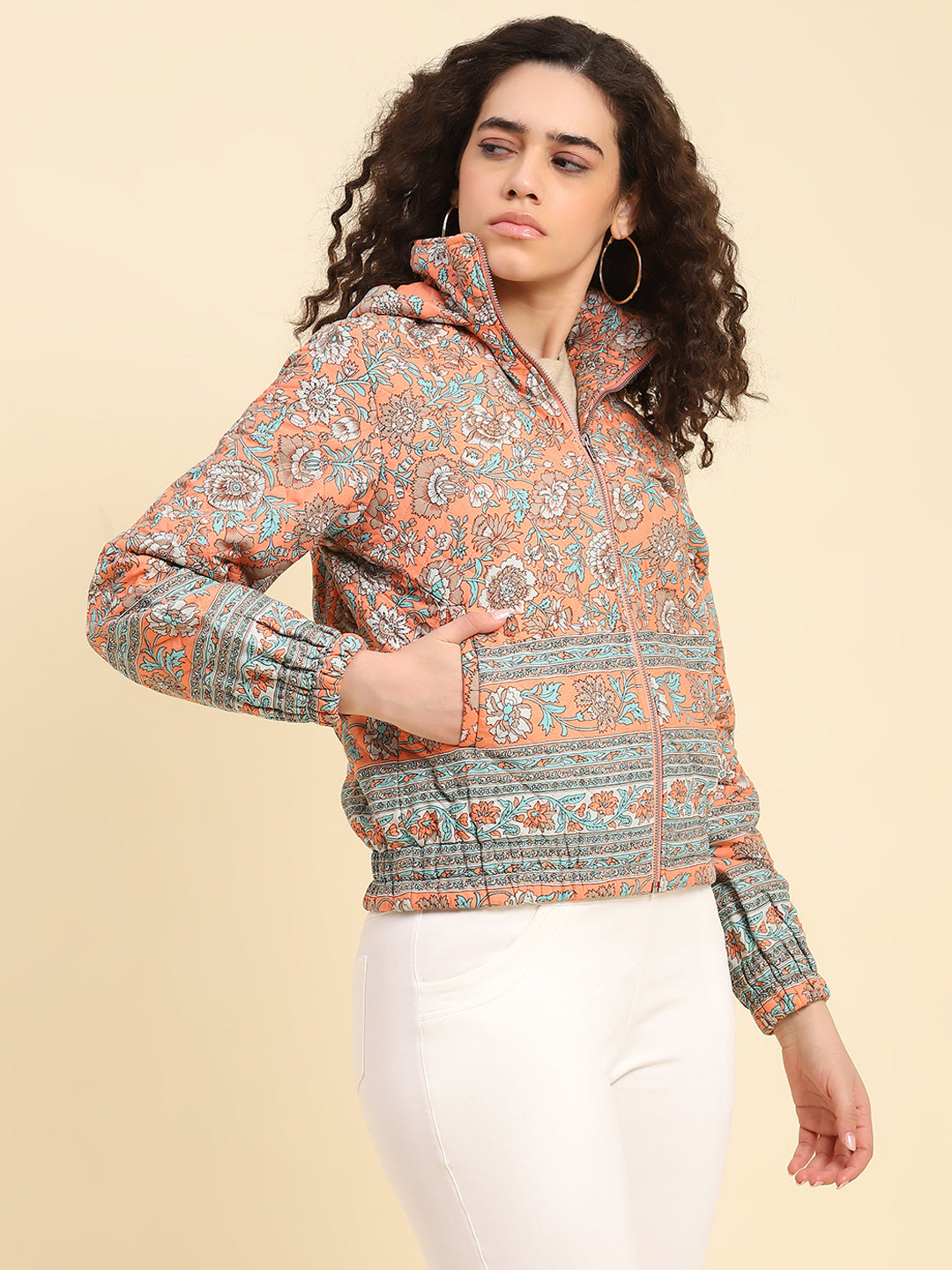 Georgia Peach Floral Bomber Jacket