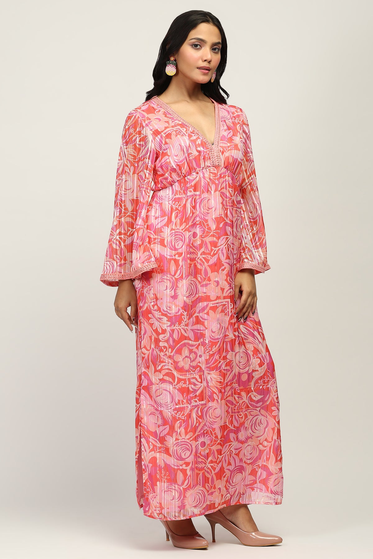 Classic Pink Floral Indo Western Dress