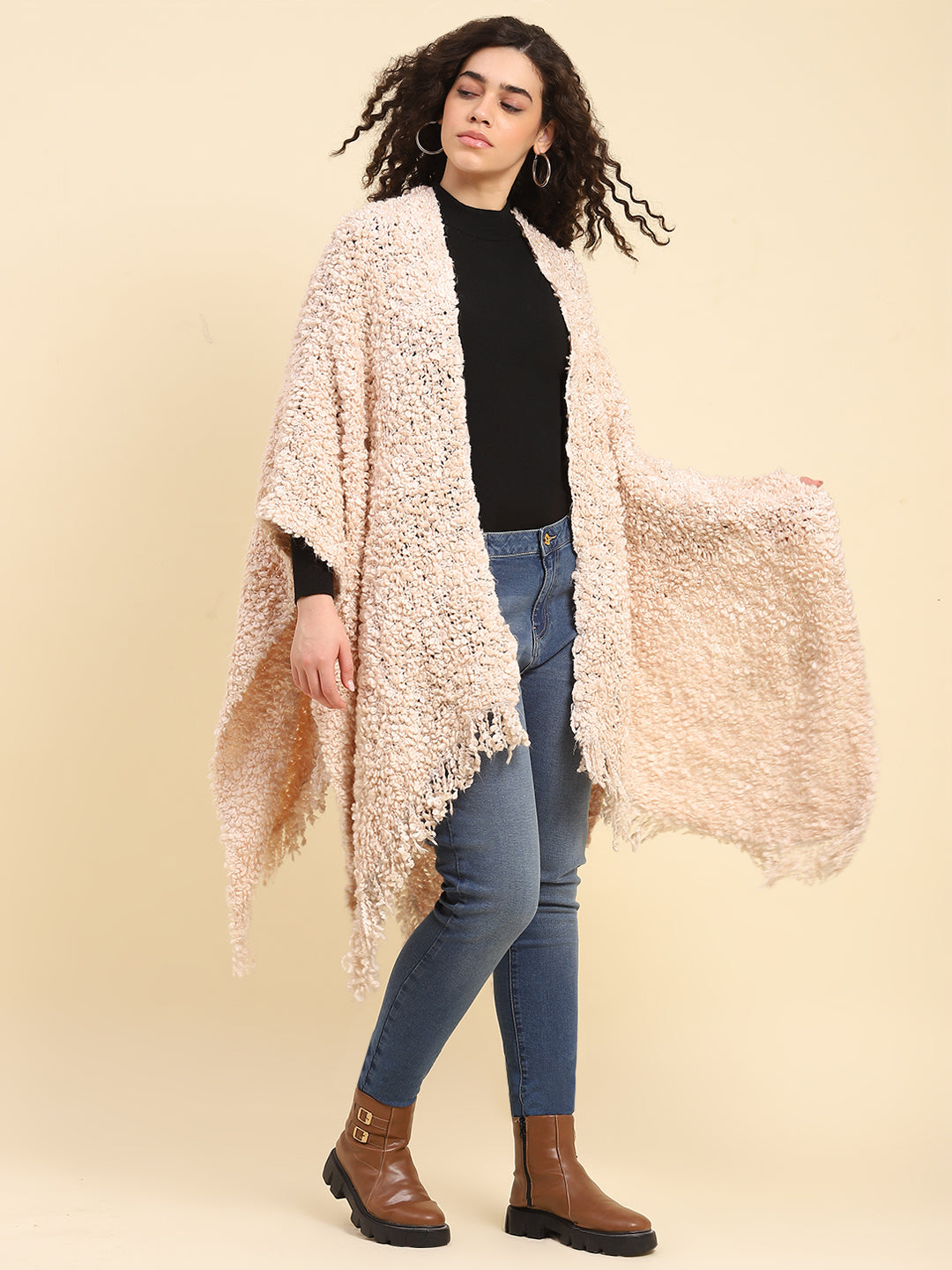 Handwoven Winter Powder Pink Cape