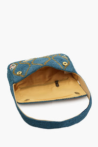Boho Girl Ocean Charm Fully Beaded Shoulder Bag
