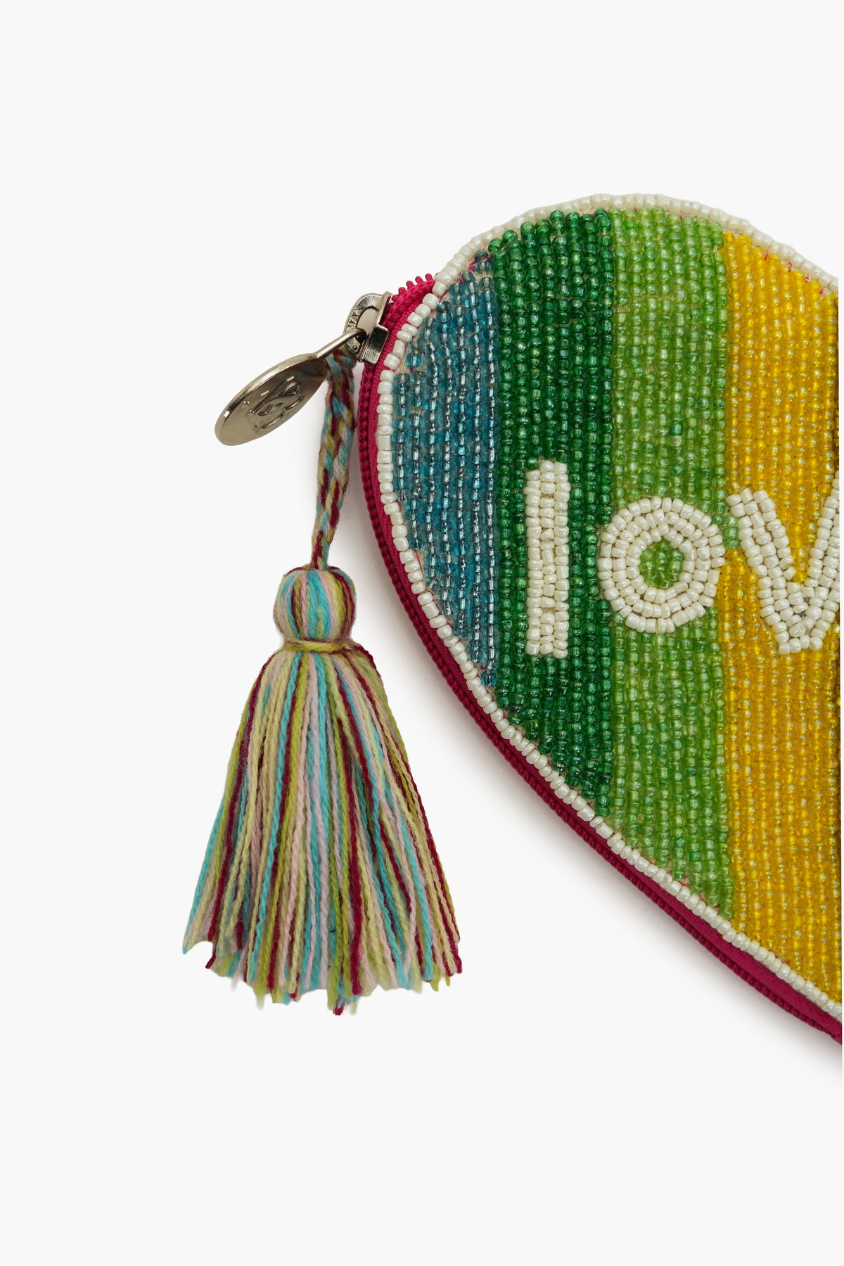 Handmade Rainbow Heart Beaded Pouch - love up Luxury Coin Purse & Mini Clutch