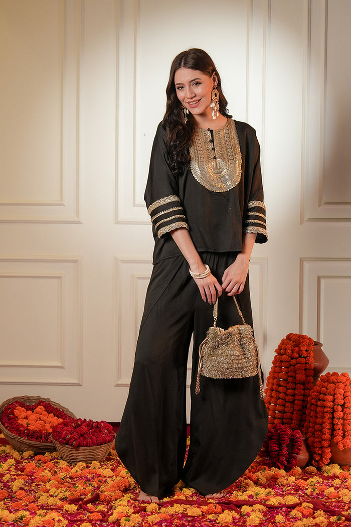 Rahasya Embellished Kurta Indo Western Co-ord Set.