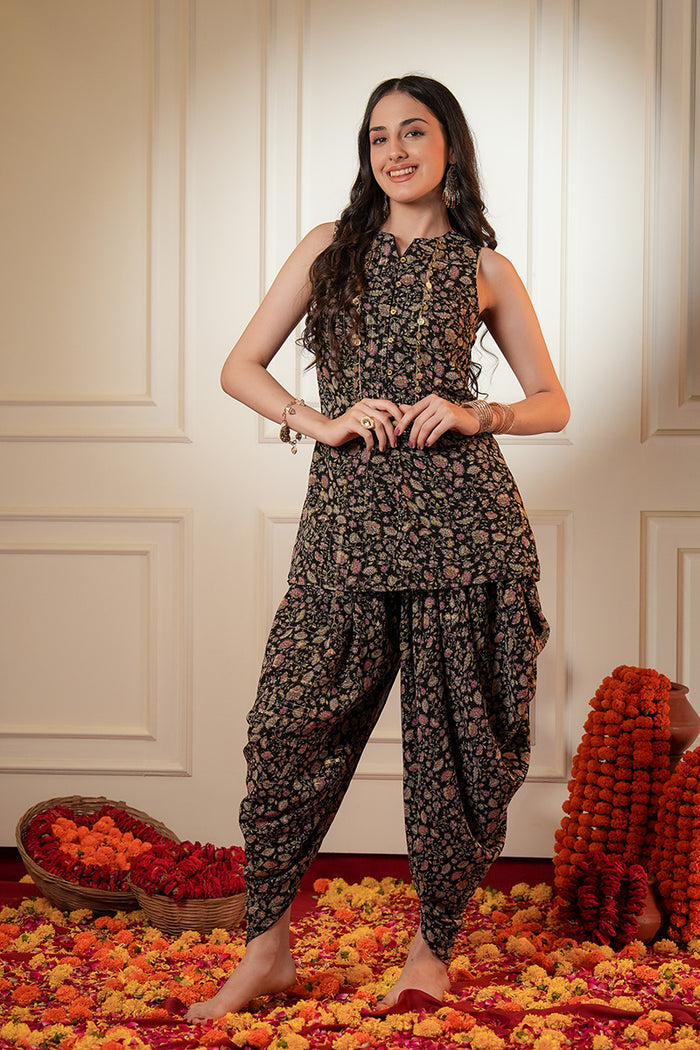 Sundrika Indo Western Black Kurta Set