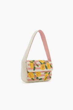 Lemon Citrus Burst Hand-Beaded Shoulder Bag