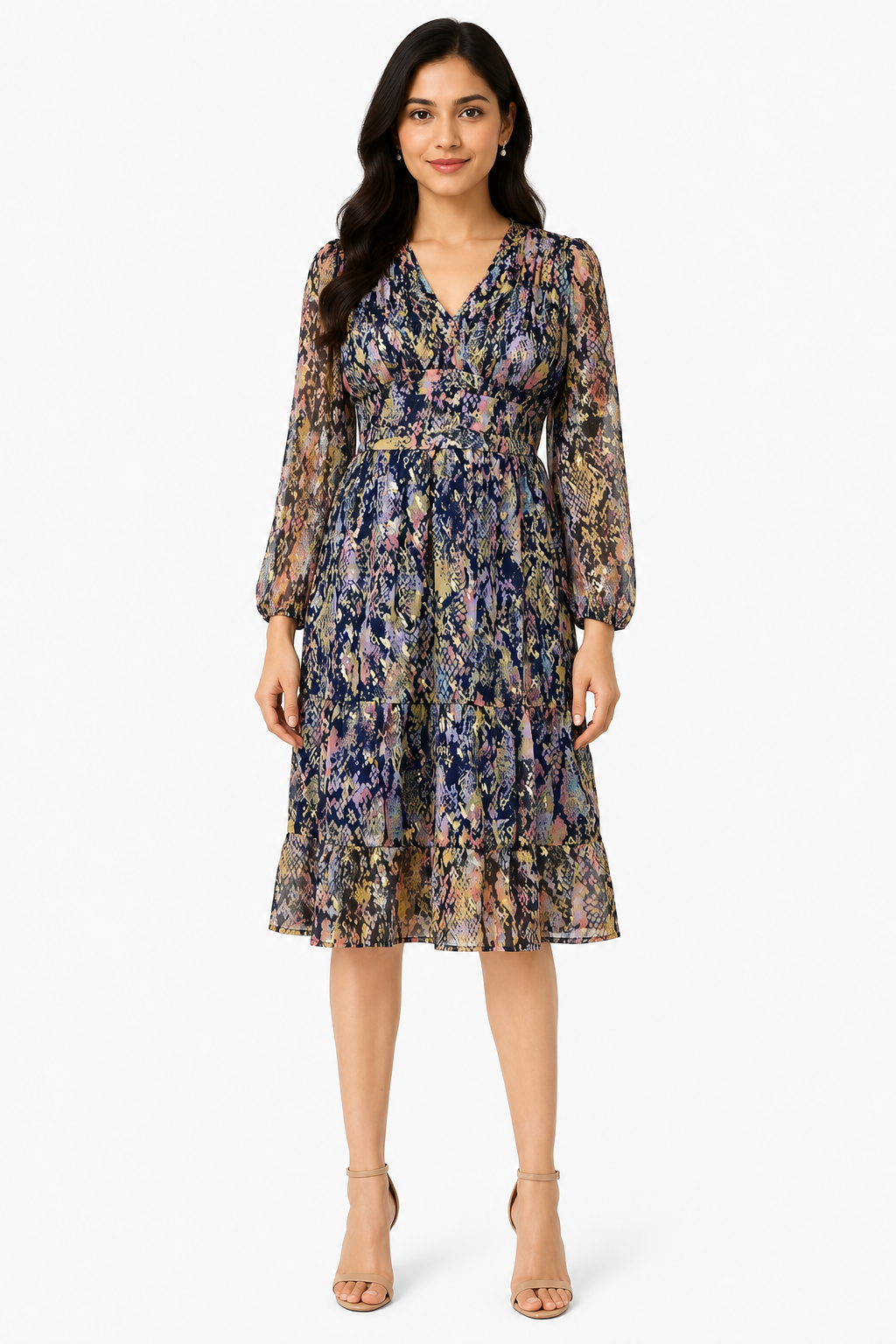 Midnight Snake Print Midi Dress