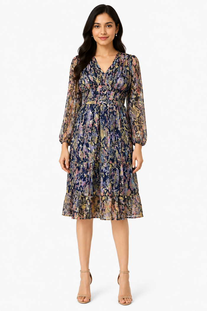 Midnight Snake Print Midi Dress
