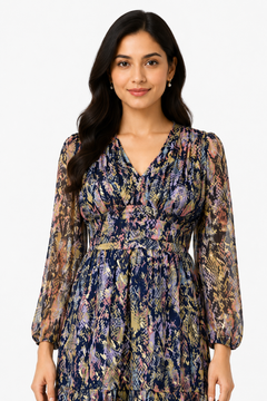 Midnight Snake Print Midi Dress
