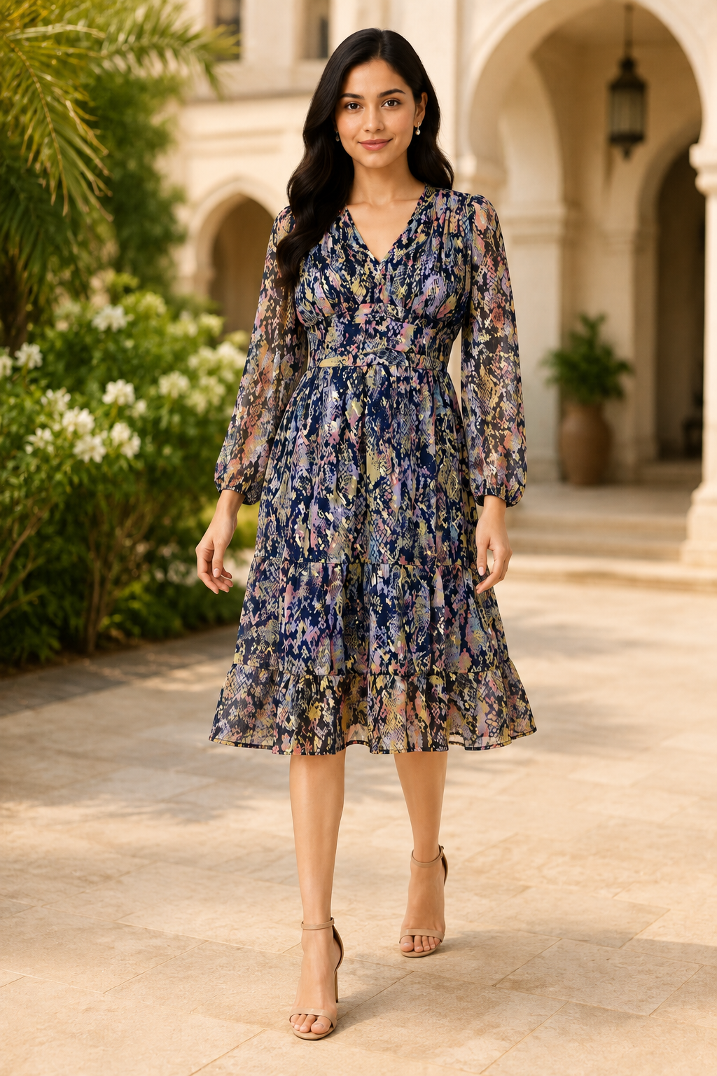 Midnight Snake Print Midi Dress