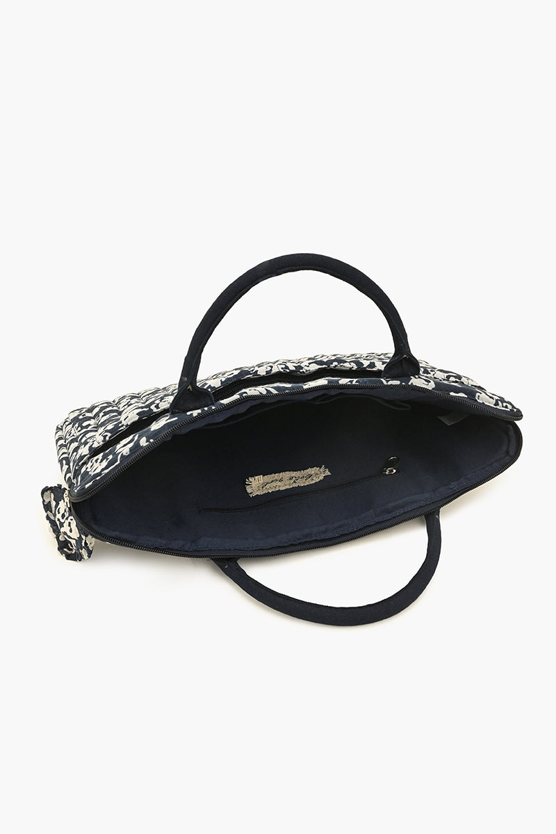 Navy Floral Laptop Tote