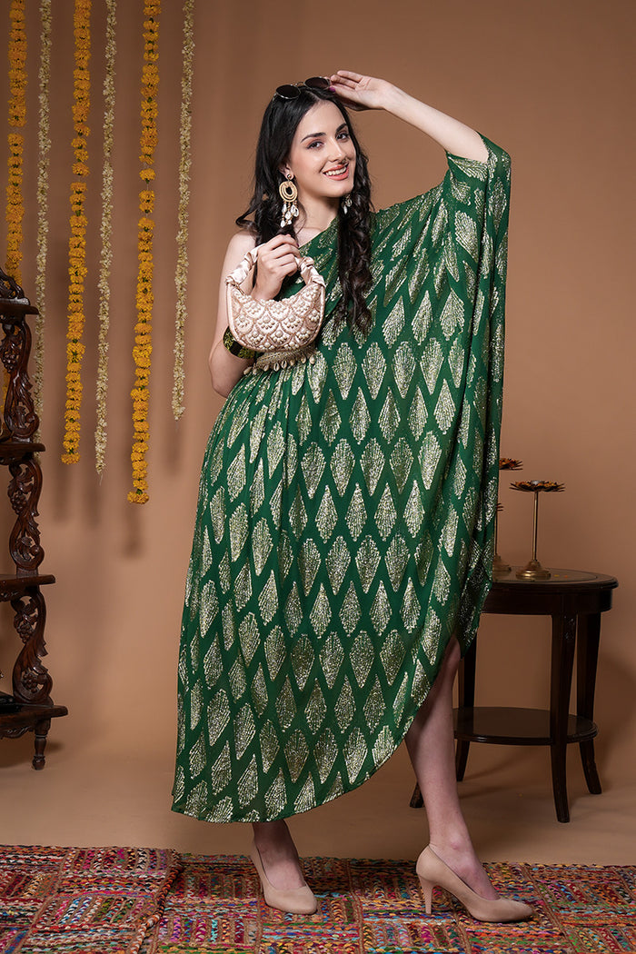 Ruyal Boho Indowestern One Shoulder Dress