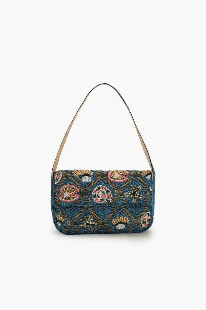 Boho Girl Ocean Charm Fully Beaded Shoulder Bag