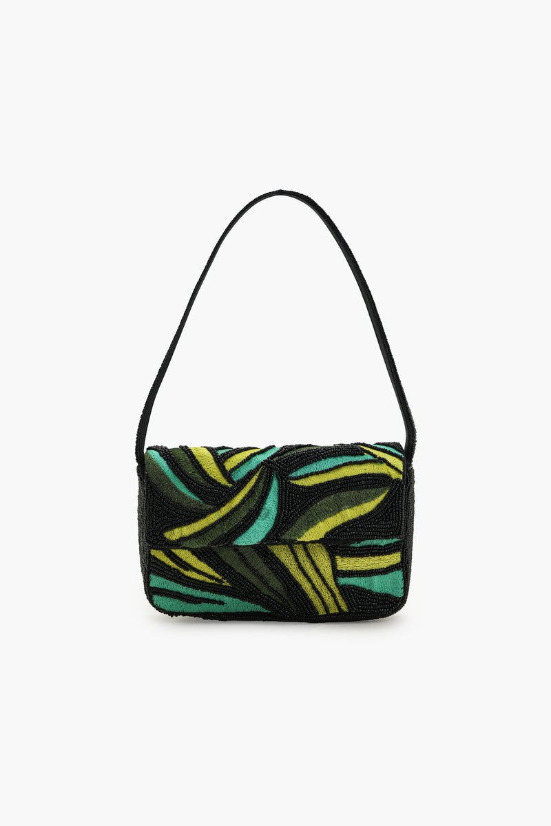 Boho Girl Emerald Wave Beaded Shoulder Bag