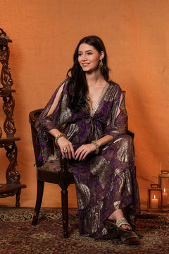 Ruhaniyah Purple Indo Western Women Dress