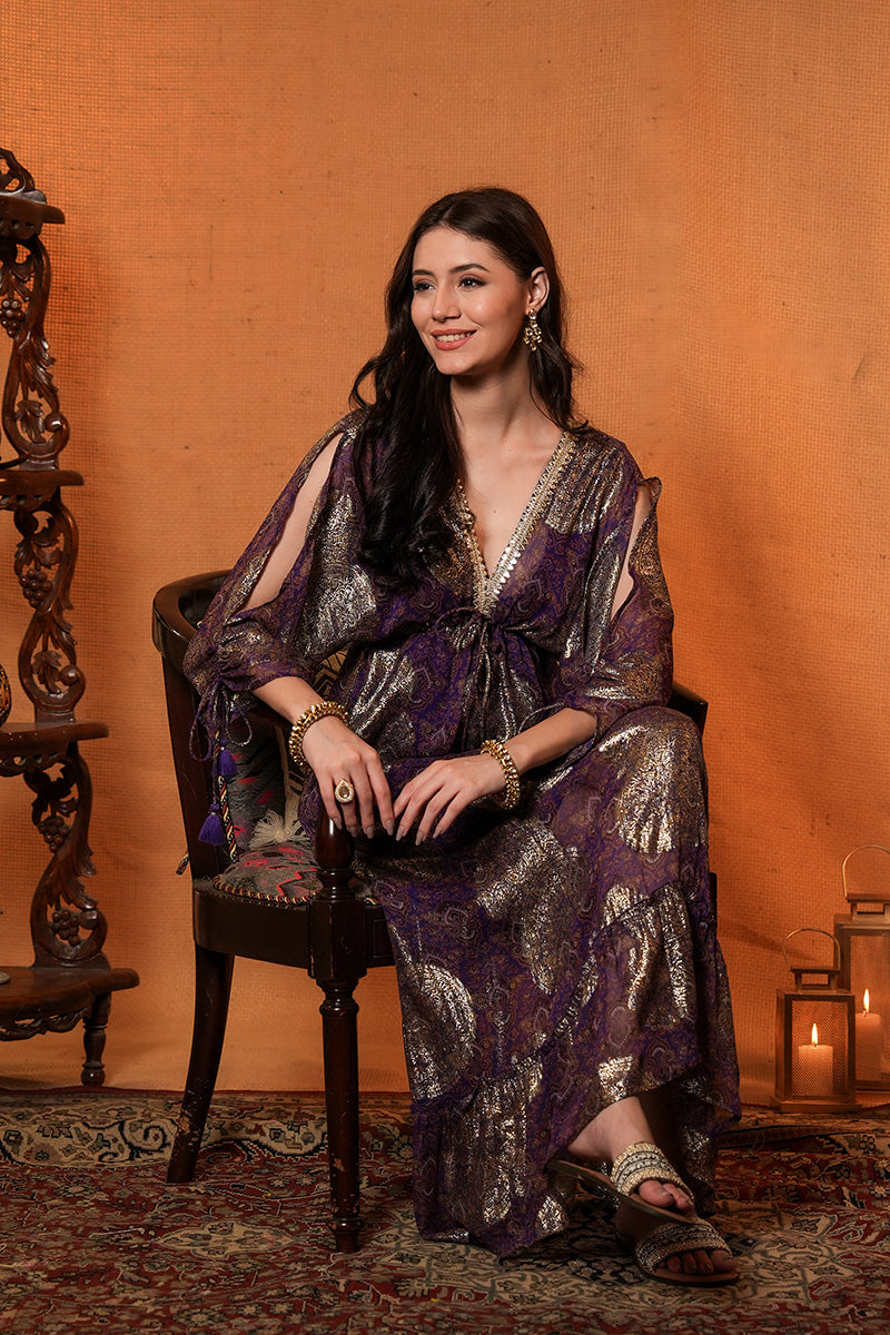 Ruhaniyah Purple Indo Western Women Dress