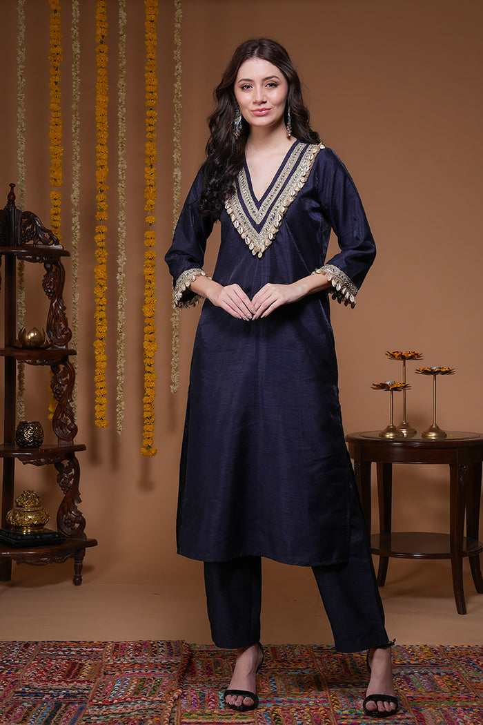 Manorama Blue Mirror Kurta Set