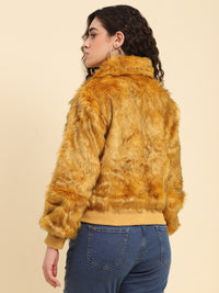 Golden Fox Faux Fur Bomber Jacket